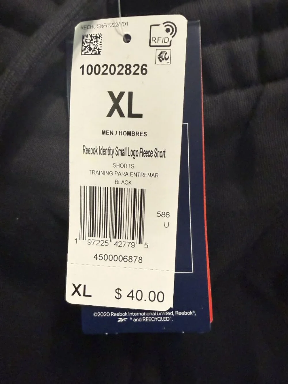 Reebok Men's Identity Small Logo Fleece Shorts - XL